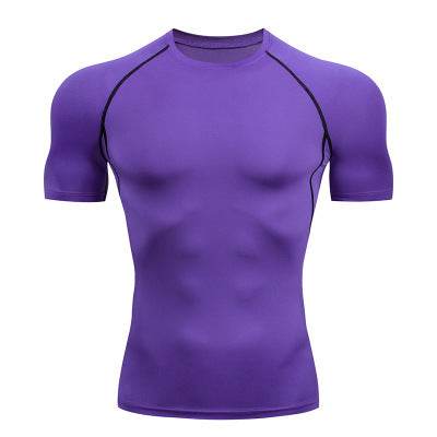 Solid color quick-drying bottoming short sleeve fitness t-shirt top - www.Shopthatapp.com
