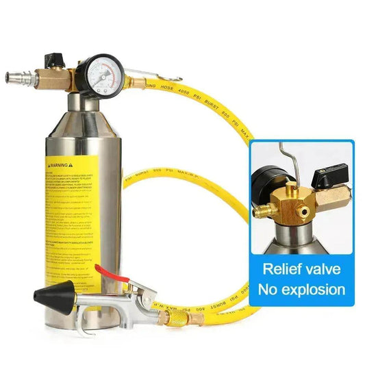 Automotive Air Conditioner System Flush Canister Gun Kit Pipe Maintenance Bottle - www.Shopthatapp.com