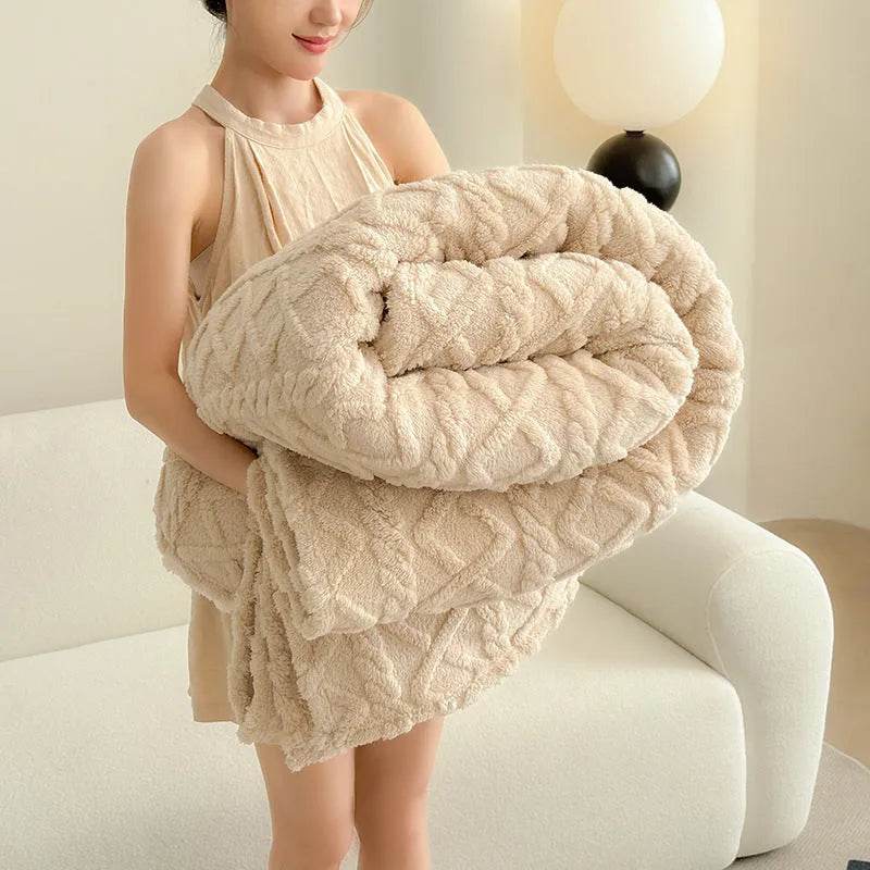 Single-layer Double-sided Tower Velvet Sofa Cover Soft Winter Blanket - www.Shopthatapp.com
