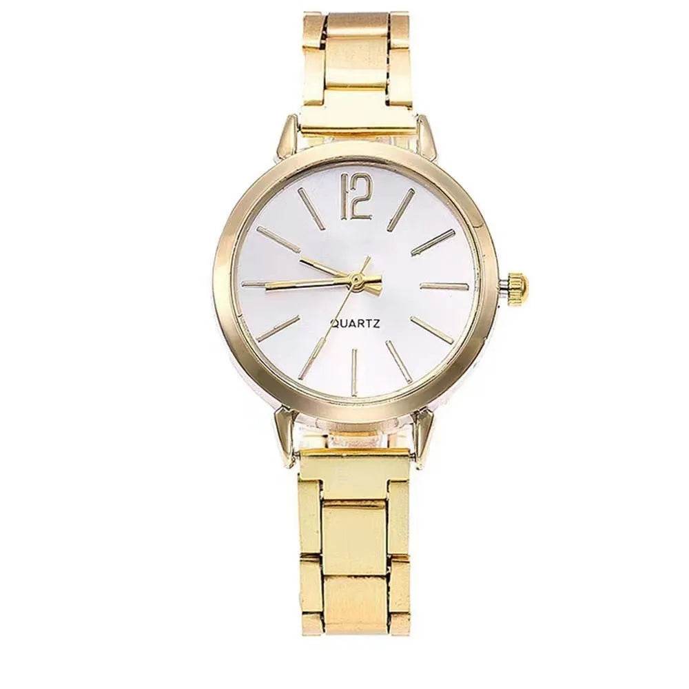 2pcs Narrow Strap Steel Strap Bracelet and  Quartz Watch women - www.Shopthatapp.com