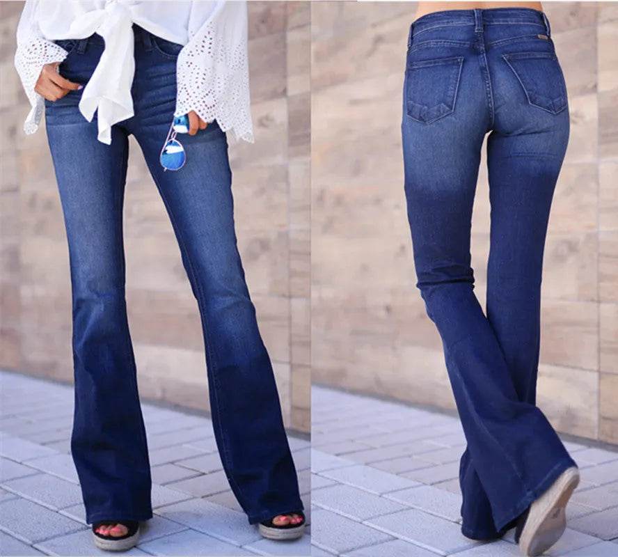 Women's mid-rise trousers bootcut jeans - www.Shopthatapp.com