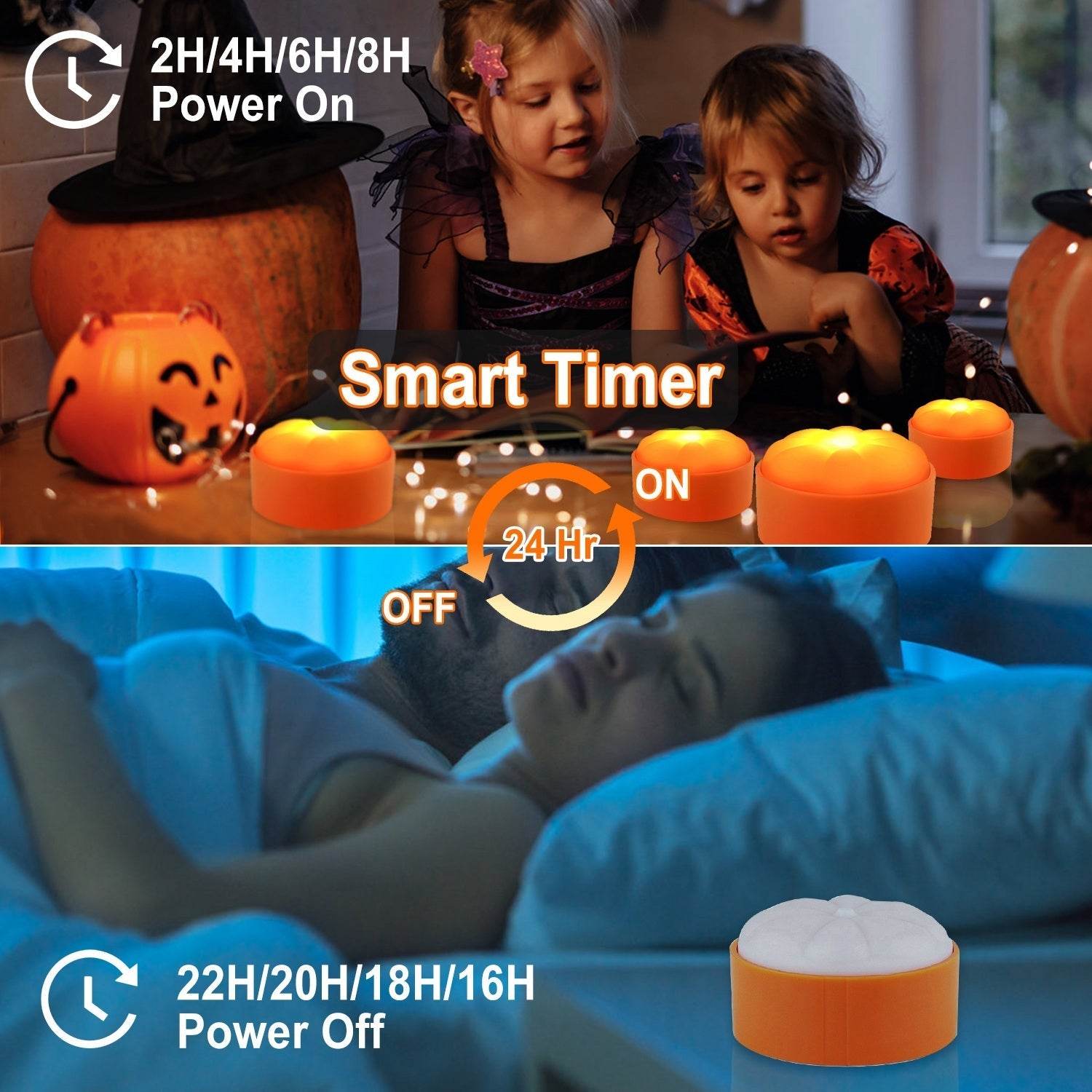 4 Pack Halloween LED Pumpkin Lights Battery Operated Halloween Decoration Lights With 2 Light Modes 4 Timer Setting Remorte Control For Party Pumpkin Decor - www.Shopthatapp.com