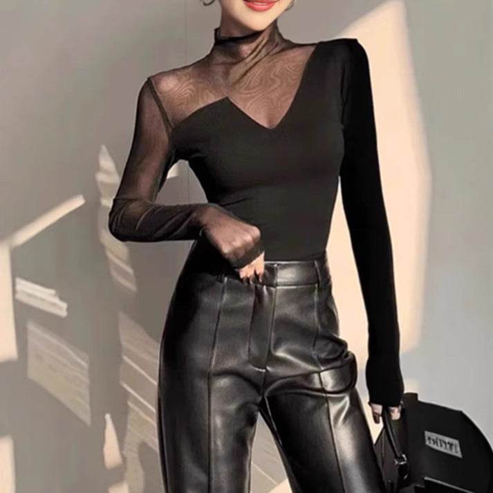 Fashion Chic Slim fit High neck bodycon top for women - www.Shopthatapp.com