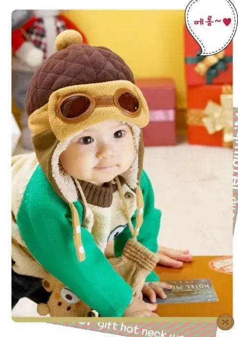 Baby and Toddler Winter hat Hooded Winter Pilot  Beanie Warm baby cap - www.Shopthatapp.com