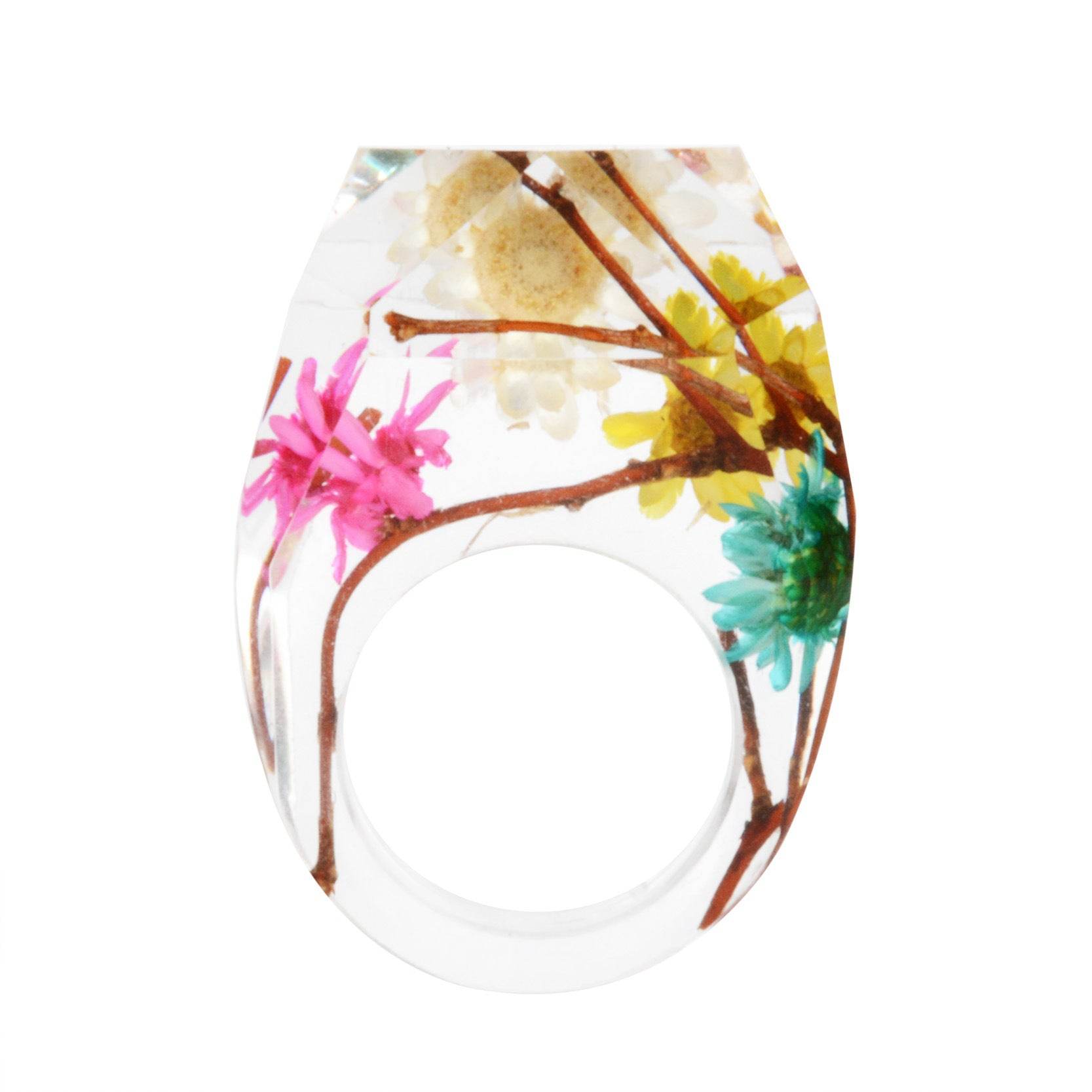Dried Flower Resin Forest Handmade Dried Flower Epoxy Ring - www.Shopthatapp.com
