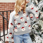 Christmas Sweater Women Cute Cartoon Santa Print Knit Sweater Winter Tops - www.Shopthatapp.com