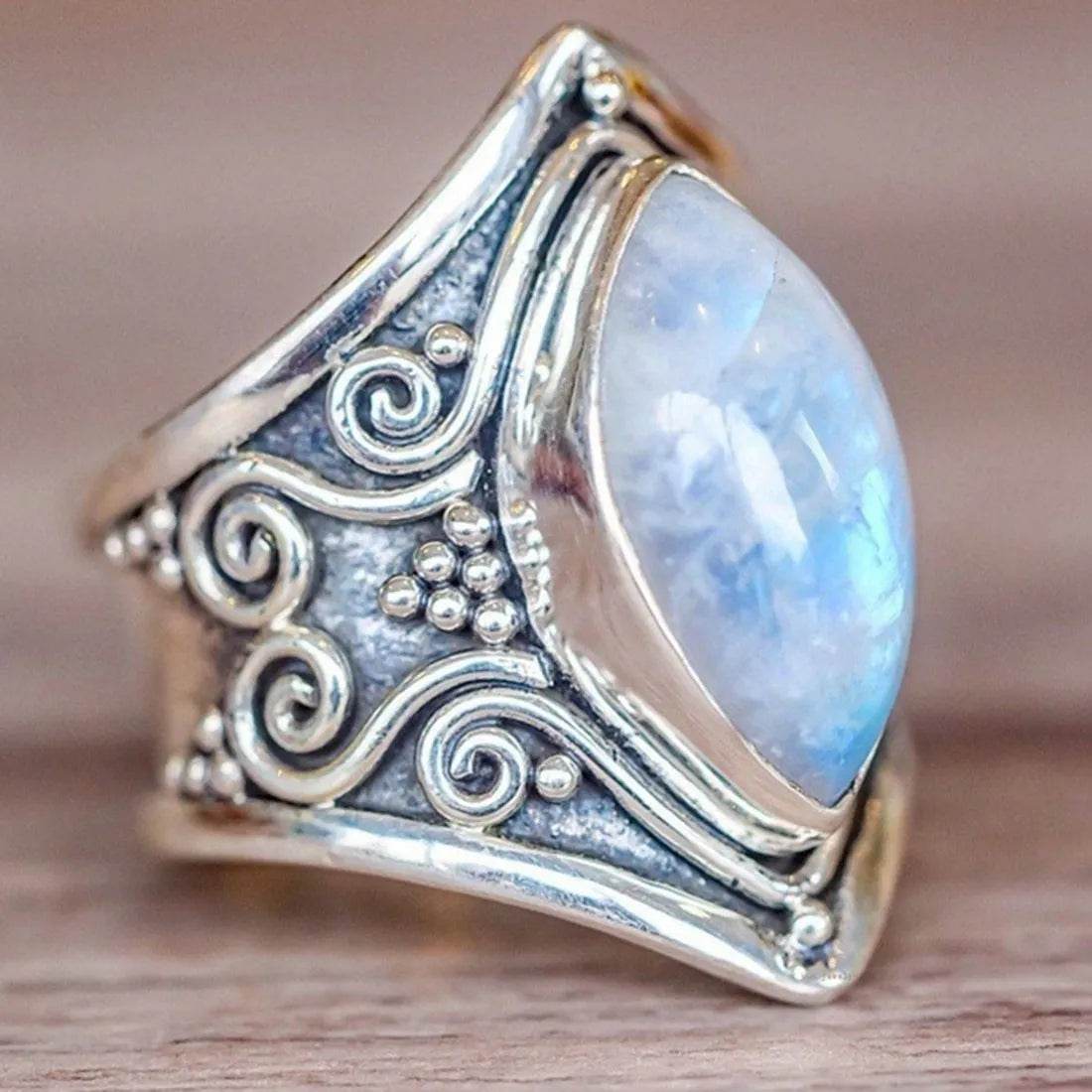 Fashion Antique silver vintage moonstone ring for men - www.Shopthatapp.com
