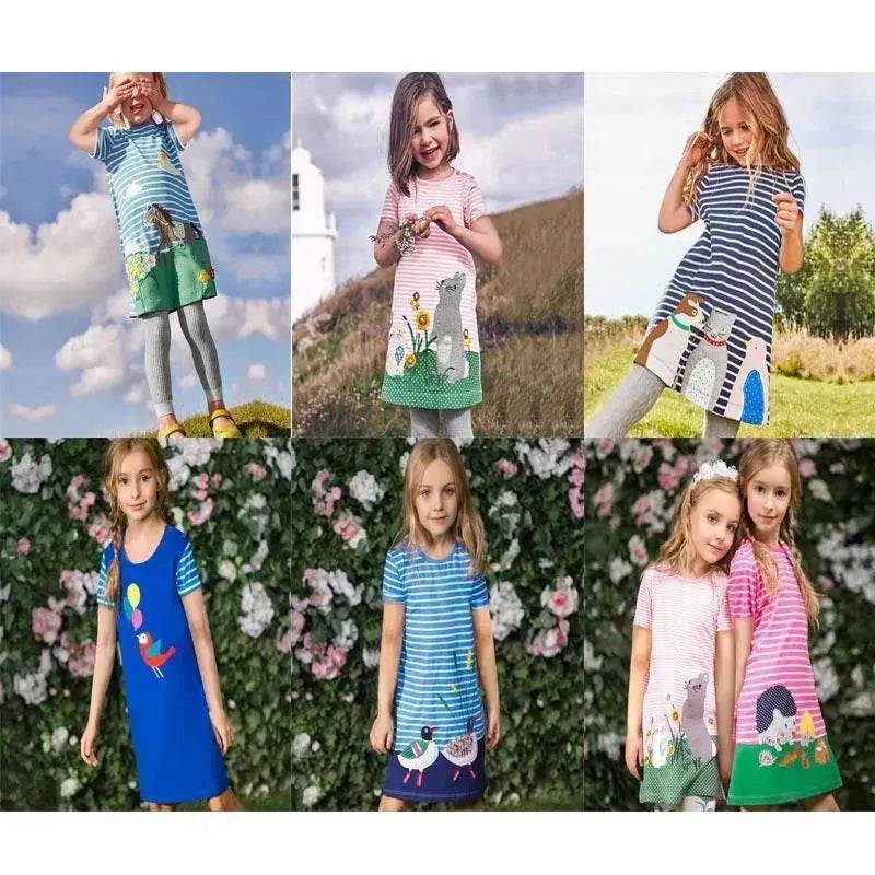 Casual Girls' Skirt gown  Cartoon Printed Cotton Dress for kids - www.Shopthatapp.com