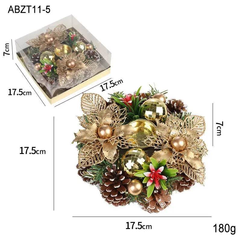 Christmas candle wreath Xmas New Year candle holders decors - www.Shopthatapp.com