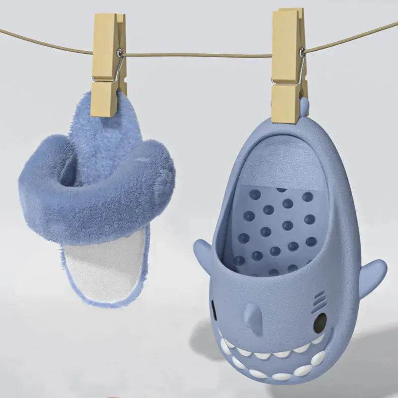 Winter Shark Slippers Detachable Warm Fuzzy Slippers Bedroom House Shoes Women - www.Shopthatapp.com