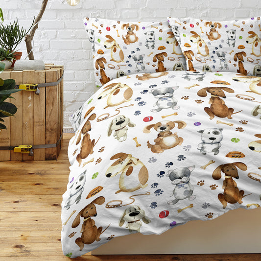 Kids' Duvet Cover Sets Animals Pastel Duvet Covers Cartoon Dogs Paws Pattern Bed Sets 3 Pieces 1 Duvet Cover And 2 Pillow Cases Cute Puppy Dogs Bedding For Kids - www.Shopthatapp.com