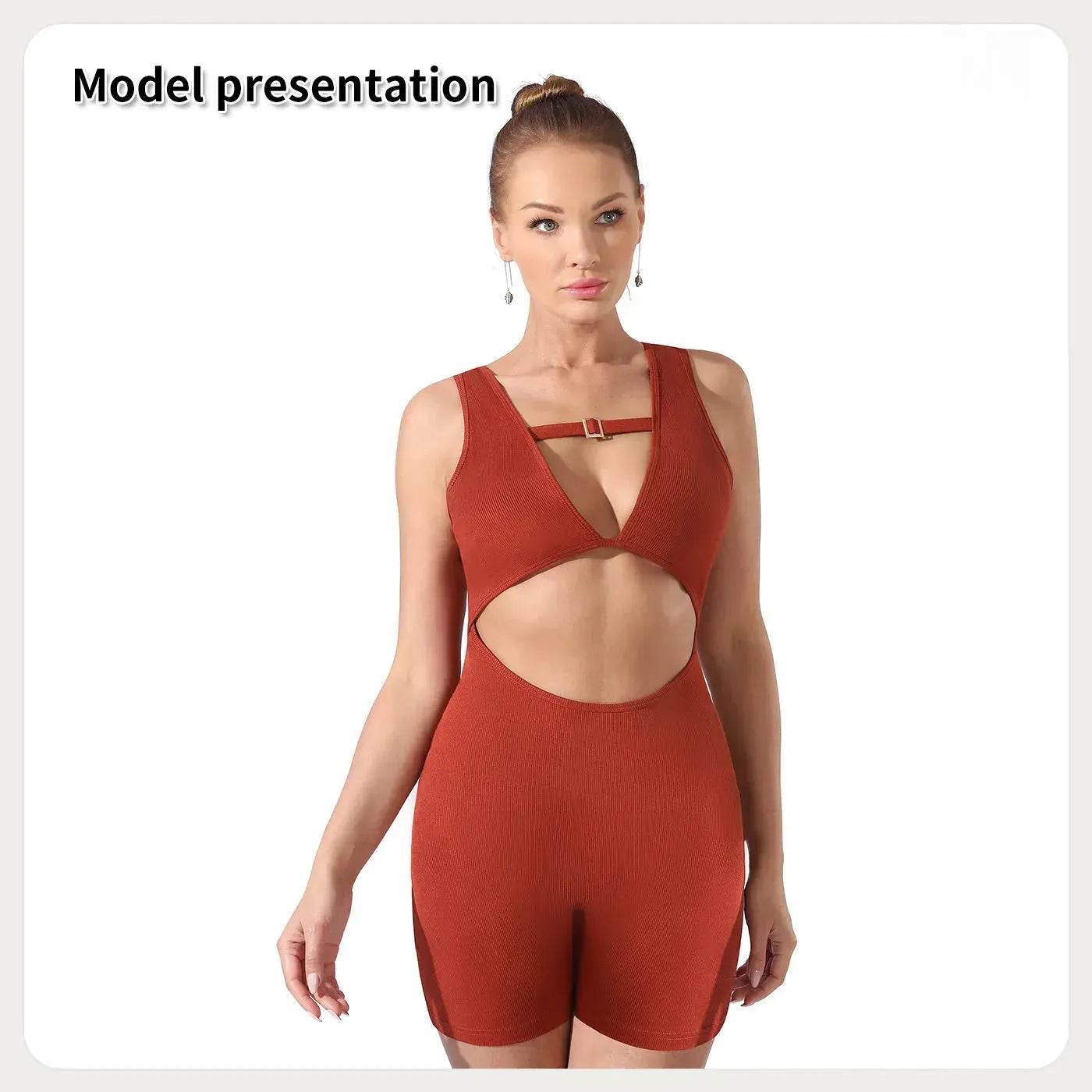 Women Cut out Unitard Short Bodysuit - www.Shopthatapp.com