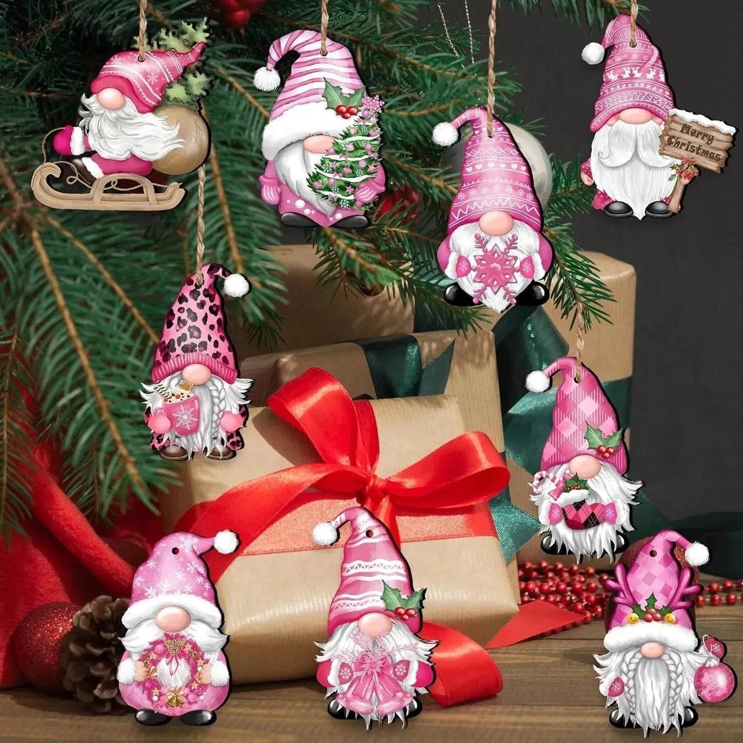 24 PCs Christmas Wooden Hanging Ornaments - www.Shopthatapp.com