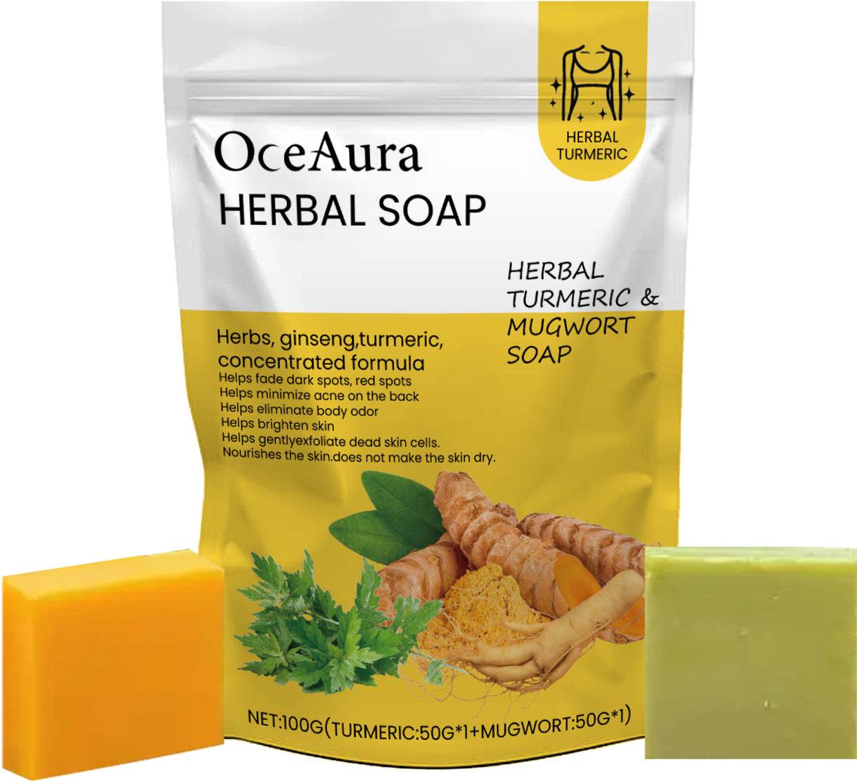 OceAura Turmeric Natural Herbal Organic Skincare Soap - www.Shopthatapp.com