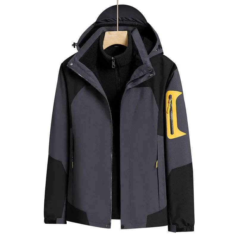 Three-in-one Removable Liner With Velvet Thickening Windproof Waterproof Jacket - www.Shopthatapp.com