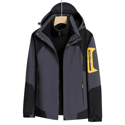 Three-in-one Removable Liner With Velvet Thickening Windproof Waterproof Jacket - www.Shopthatapp.com