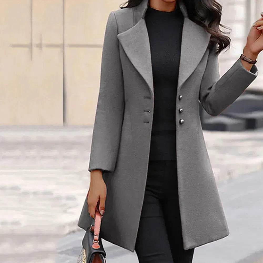 Winter Single-Breasted Slim-Fit Lapel Coat business office work coat for women - www.Shopthatapp.com