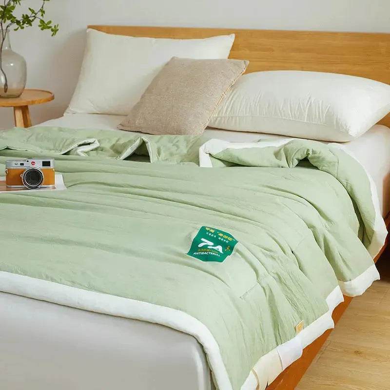 Washable Raw Cotton Summer Cooling Quilt Sage duvet cover - www.Shopthatapp.com
