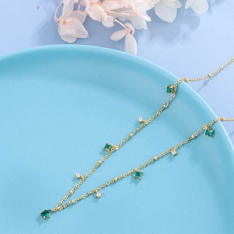 Generous water drop emerald zircon necklace - www.Shopthatapp.com