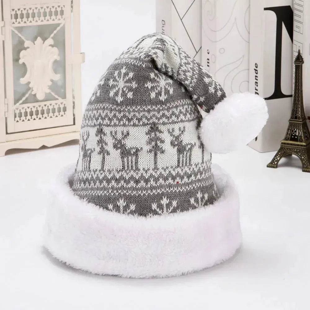 Snowflake Deer Knitted Wool Flannel Christmas Hat - www.Shopthatapp.com