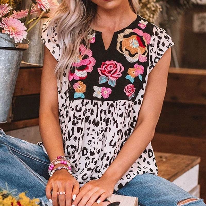 Women Casual Spring Summer Beach V Neck blouse top - www.Shopthatapp.com