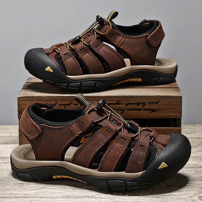 Top Layer Leather Plus Size Men's Beach Sandals - www.Shopthatapp.com