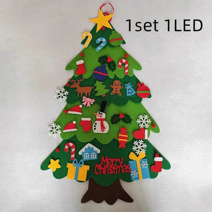 DIY Felt Christmas Tree New Year Toddler Kids Handmade Gift Toys Door Wall Hanging Ornaments Holiday Party Home Decor Set - www.Shopthatapp.com