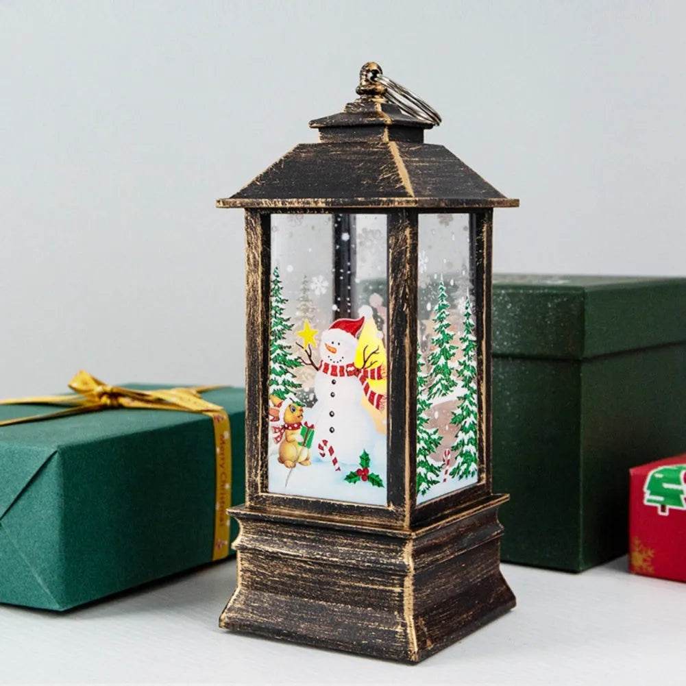 Christmas Candles Light Led Snow Deer Lantern Light Vintage Castle Santa Snowman Hanging Lantern Lamp New Year Party Decoration - www.Shopthatapp.com