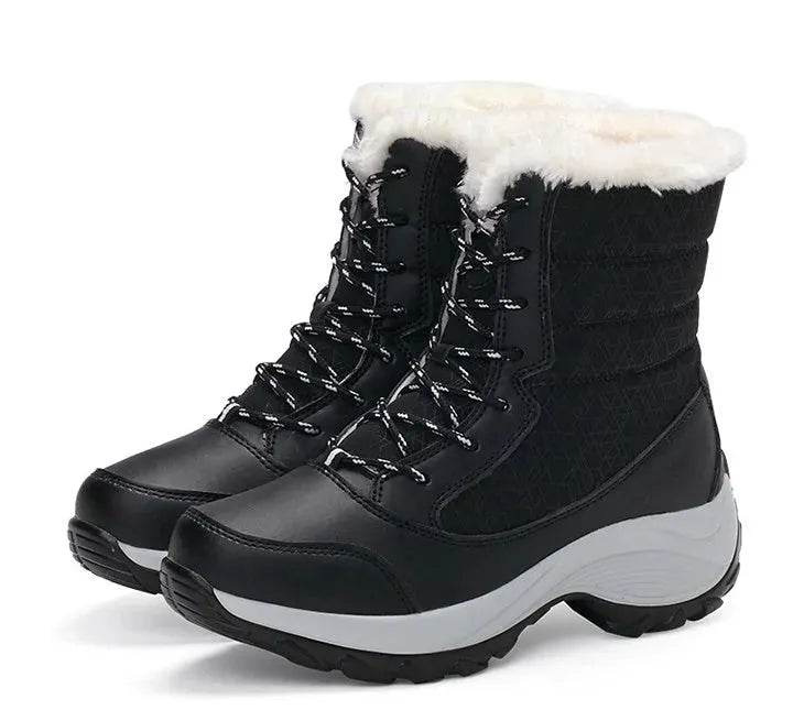 Winter Snow Boots Female High Ankle Waterproof Ladies Cotton Shoes Boots Plus Velvet Shoes - www.Shopthatapp.com