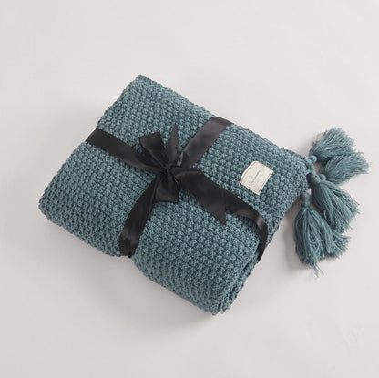 Fringed Knitting Blanket Wool Blanket - www.Shopthatapp.com