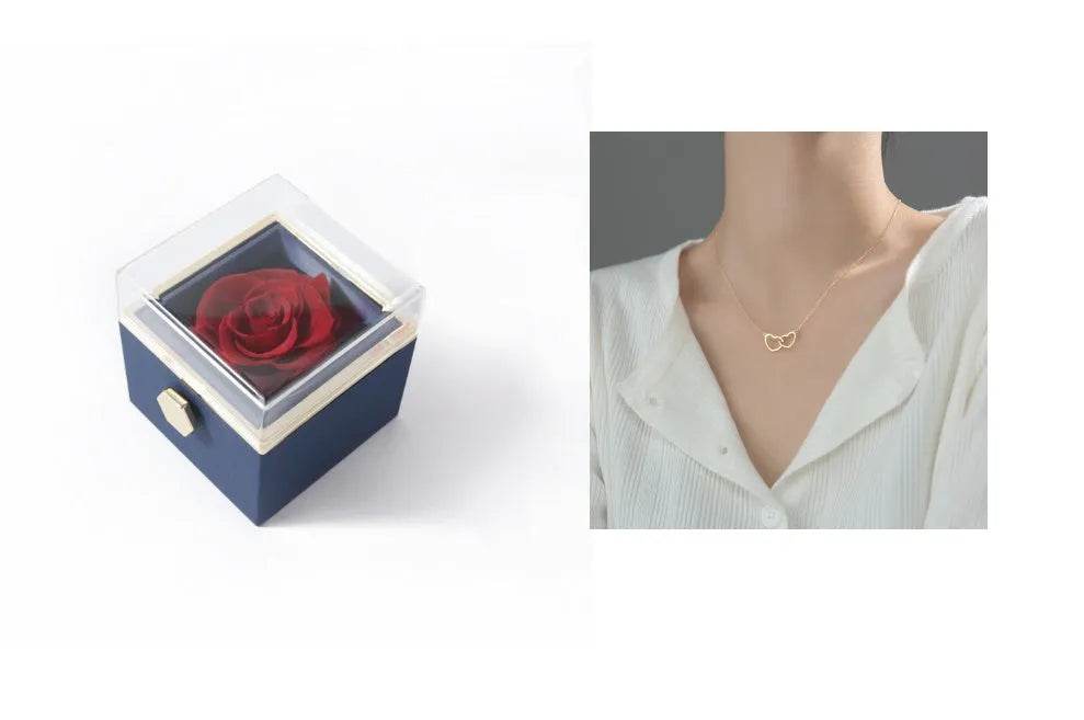 Fashion Acrylic Rotating  Valentine  Rose Jewelry gift  Box - www.Shopthatapp.com