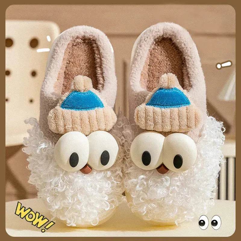 Cartoon Bearded Santa Claus Slippers Home Warm Non-slip Plush   Cotton Shoes Christmas Couple Floor Bedroom Slipper Women Men - www.Shopthatapp.com