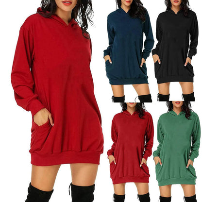 Women Solid Color Hat Dress Sweater Loose Feature Long Sleeves - www.Shopthatapp.com