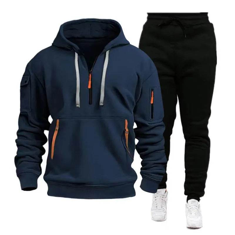 Men's pocket Half Zipper Hoodie Sweatshirt Pullover Sportswear - www.Shopthatapp.com