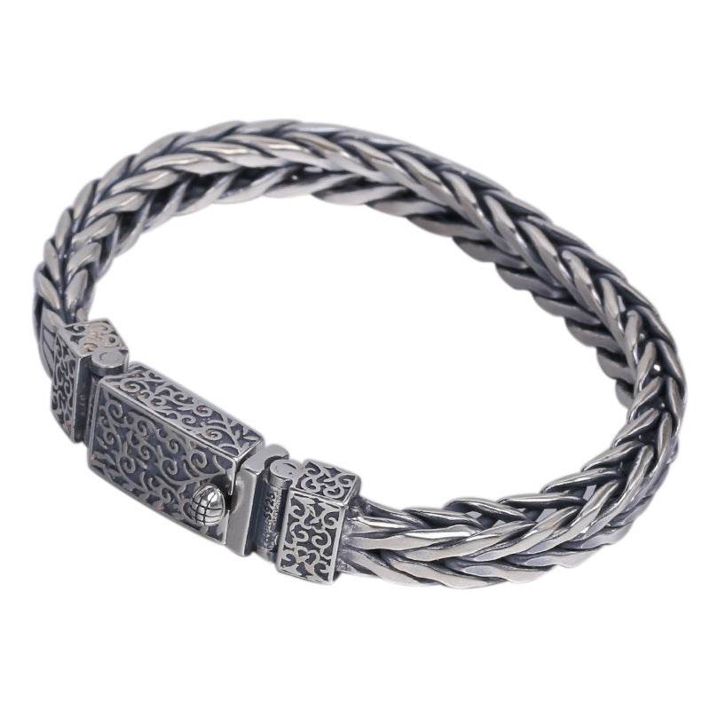 925 Sterling Silver Jewelry Men's Braided Rattan Bracelet - www.Shopthatapp.com