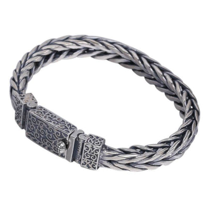 925 Sterling Silver Jewelry Men's Braided Rattan Bracelet - www.Shopthatapp.com