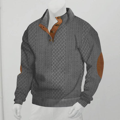 Stand Collar Long Sleeve Jacquard Knitted Pullover Sweater - www.Shopthatapp.com