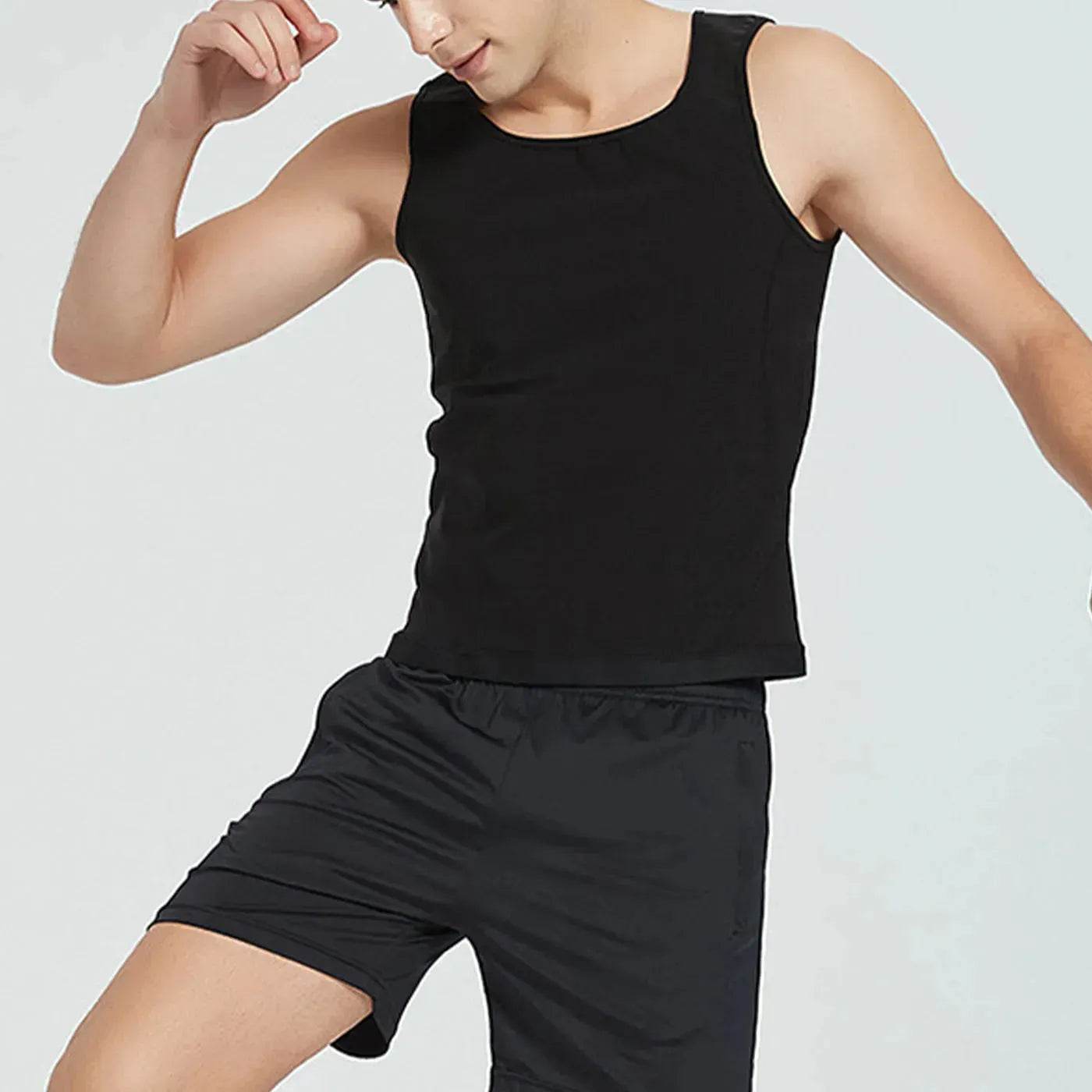 Mens Black Sweatshirt Yoga Tank Top Sleeveless Workout shirt - www.Shopthatapp.com