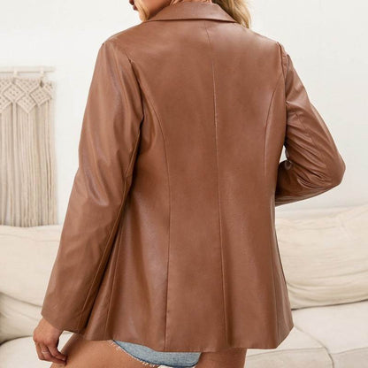 Fashion PU Leather Jacket Leather Blazer jacket Women - www.Shopthatapp.com