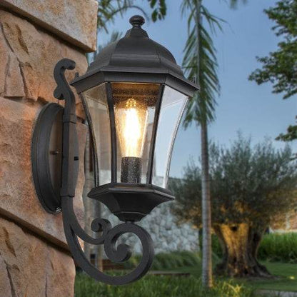 Outdoor Waterproof Glass Retro Wall Light Support Many Types Of Bulbs -2 Packs With Light Sensing - www.Shopthatapp.com