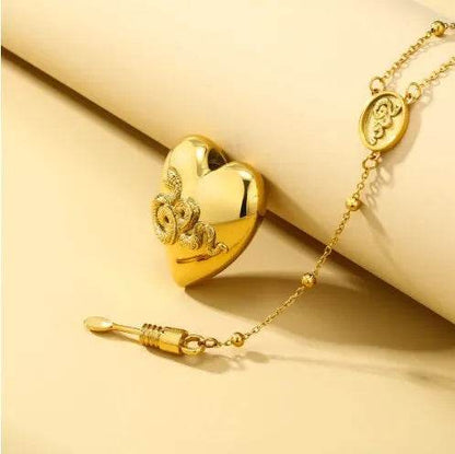 18k Gold Detachable Love Necklace With Snake Carving Fashion Personality Clavicle Chain Necklace For Valentine's Day Loved Memorial Jewelry - www.Shopthatapp.com