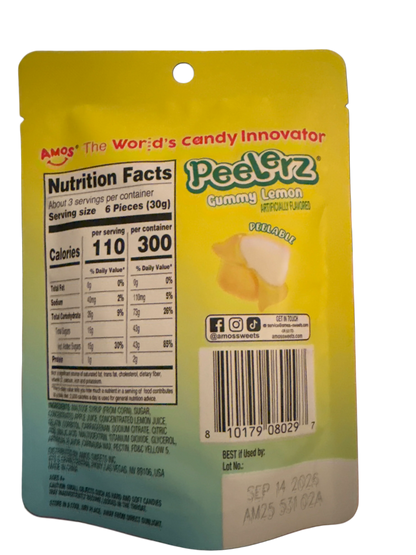 Amos Peelerz Gummy Lemon 85G - U.S Edition - www.Shopthatapp.com