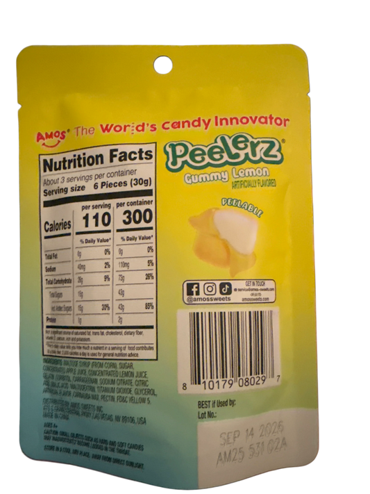Amos Peelerz Gummy Lemon 85G - U.S Edition - www.Shopthatapp.com