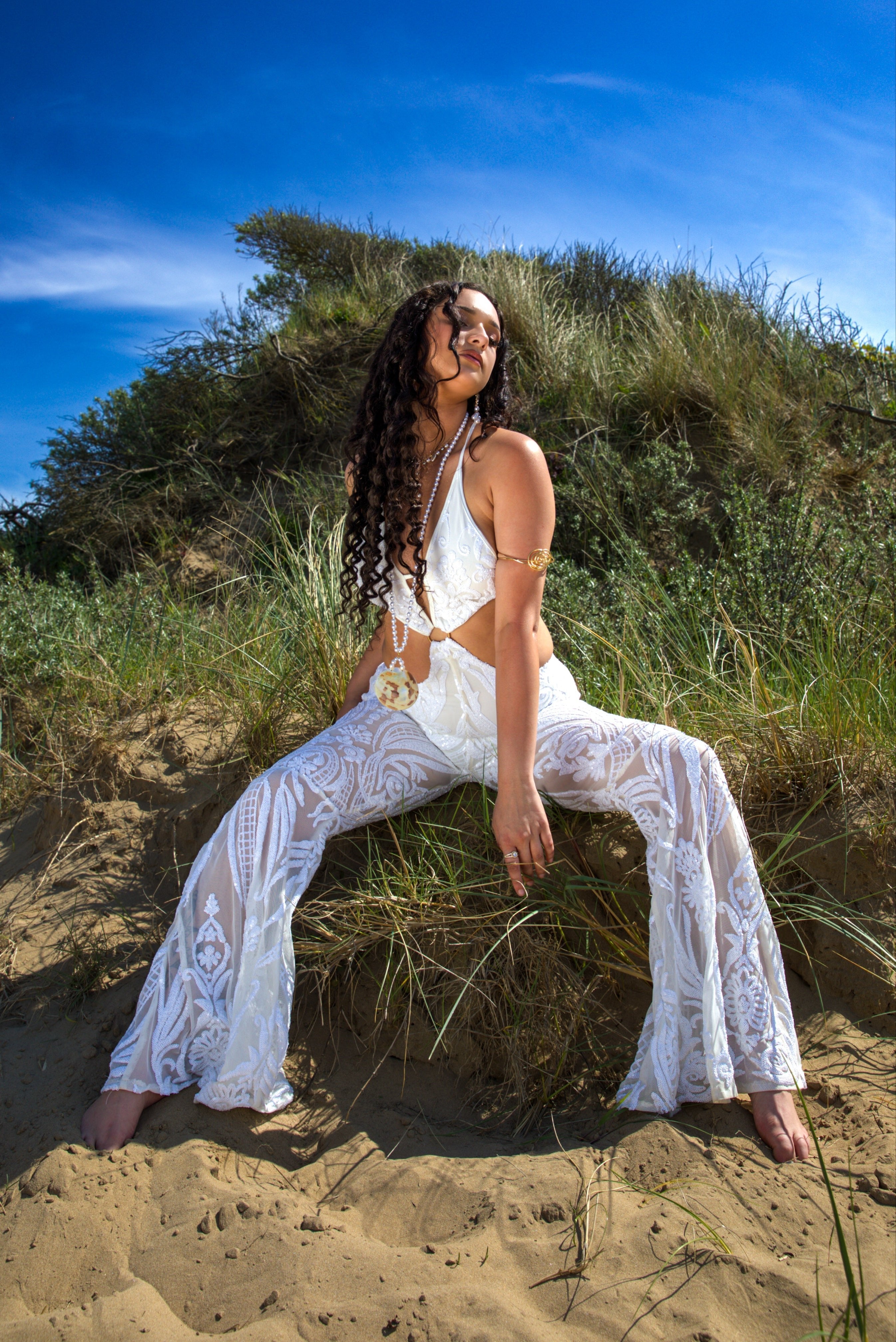 The Sabrina White Sequin Catsuit - www.Shopthatapp.com