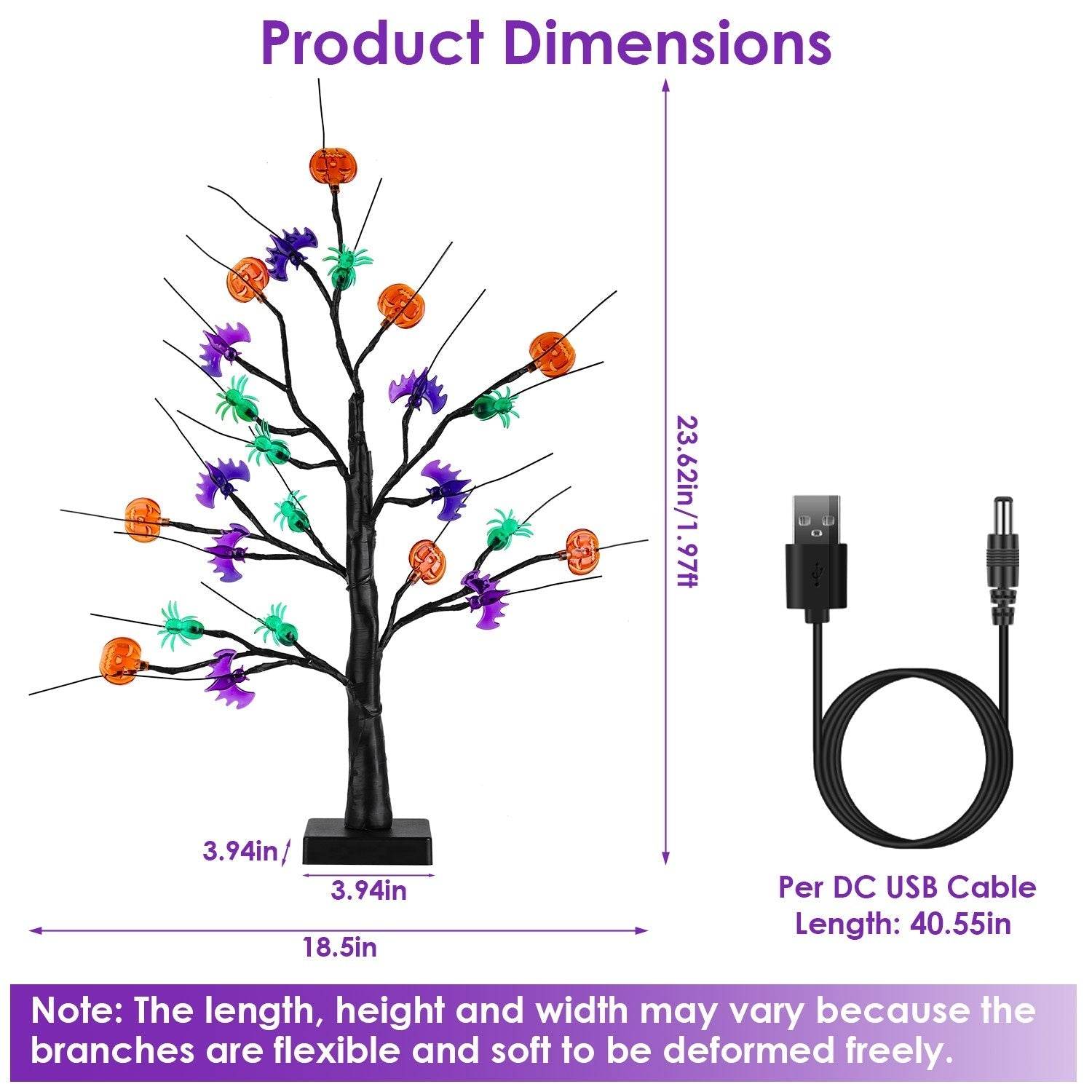 2Pack 1.97FT Lighted Halloween Trees Halloween Indoor Decorations Black Halloween Tree Lights With Timer Adjustable Twigs For Tabletop Party - www.Shopthatapp.com #