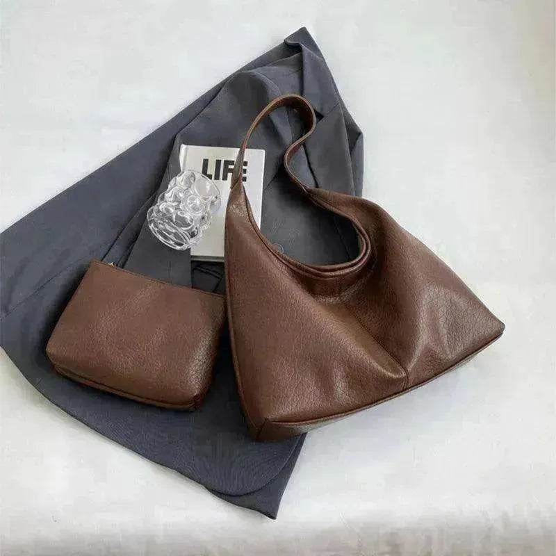 2Pcs Handbags Large Capacity Women's PU Leather Bags + Wallet - www.Shopthatapp.com