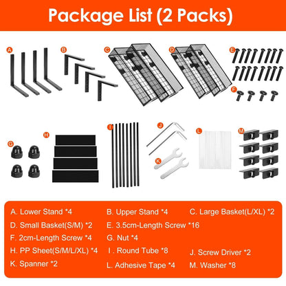 2Pcs Under Sink Organizer 2 Tier Pull Out Cabinet Baskets Storage Shelf Sliding Storage Drawers Rack With 5 Adjustable Height Mesh Baskets For Home Kitchen Bathroom Office - www.Shopthatapp.com #