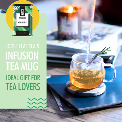 Coffret cadeau de thé vert en vrac et de tasses à thé à infusion