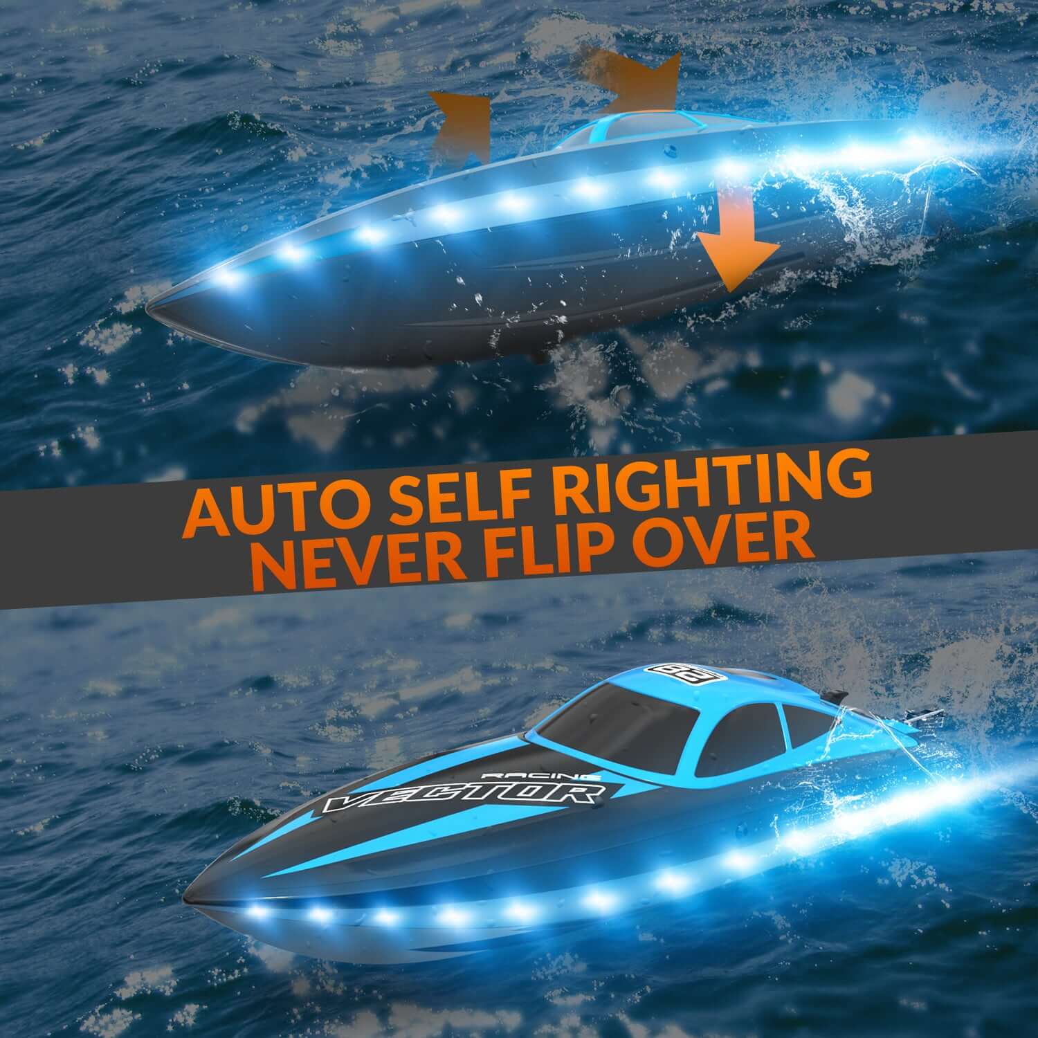 20mph RC Boat with LED Lights for Pools and Lakes - Fast and Fun! - www.Shopthatapp.com