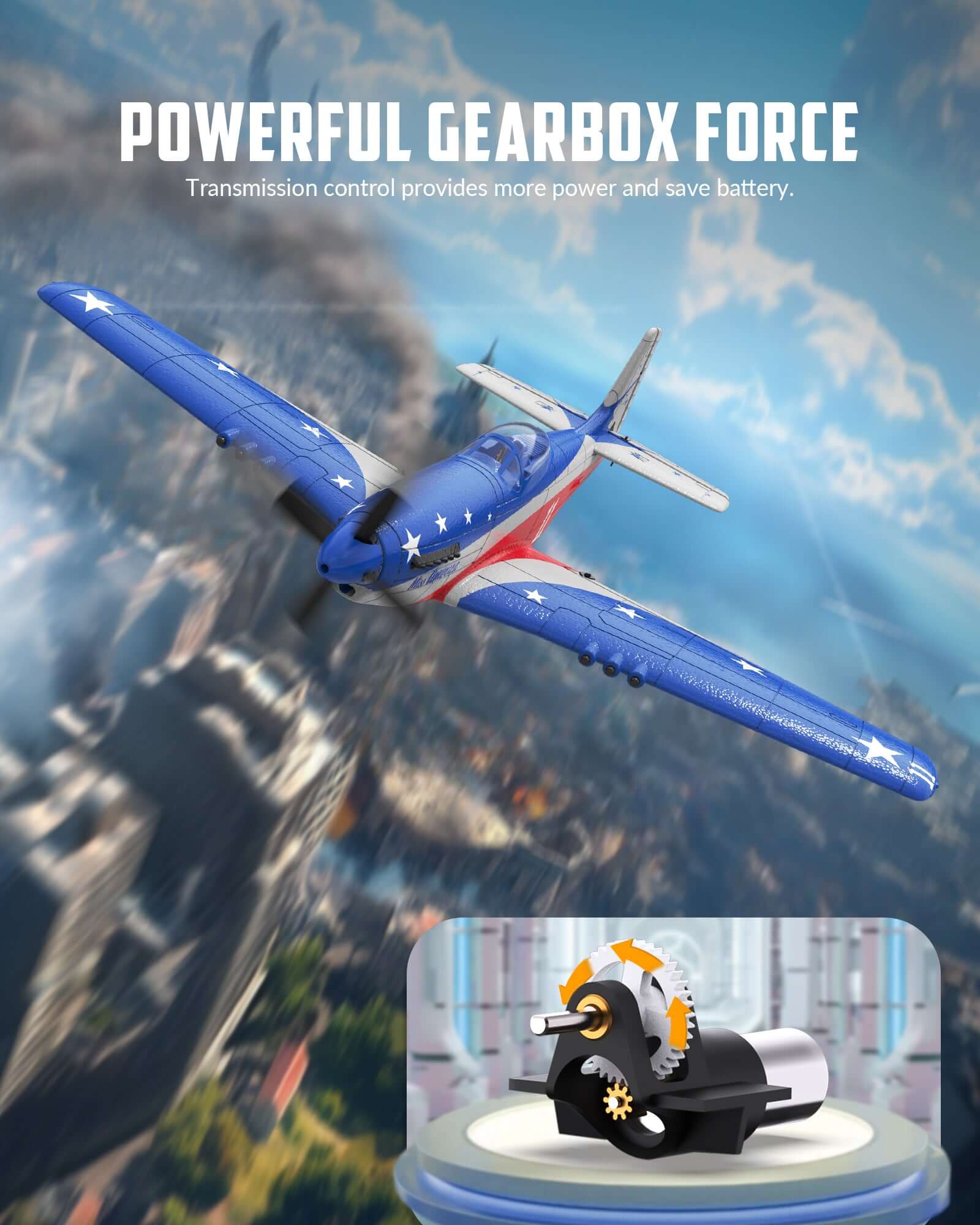 Volantex RC P51D Miss America 4CH PNP Warbird Plane | No Battery & Transmitter - www.Shopthatapp.com